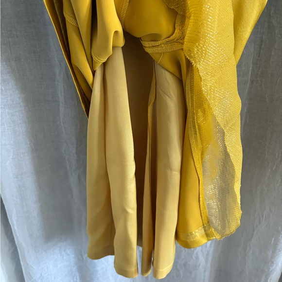Nicole Miller 100% Silk Vibrant Yellow Midi Cocktail Dress Size 6 - Picture 8 of 12